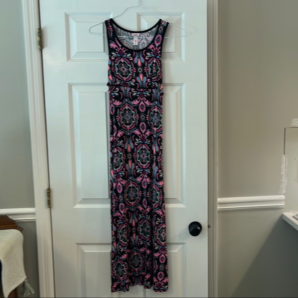 Justice Black and Pink Casual Sundress Sleeveless Scoop Neck